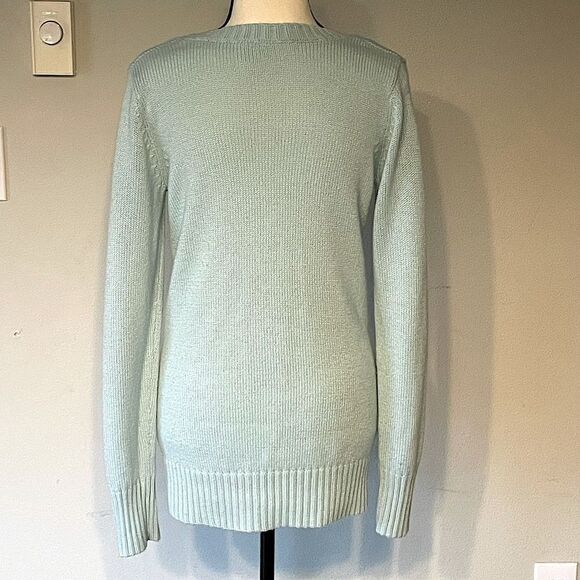 Susina Light Blue Scoop Neck Long Fitted Sweater. Size Large. - Picture 4 of 4